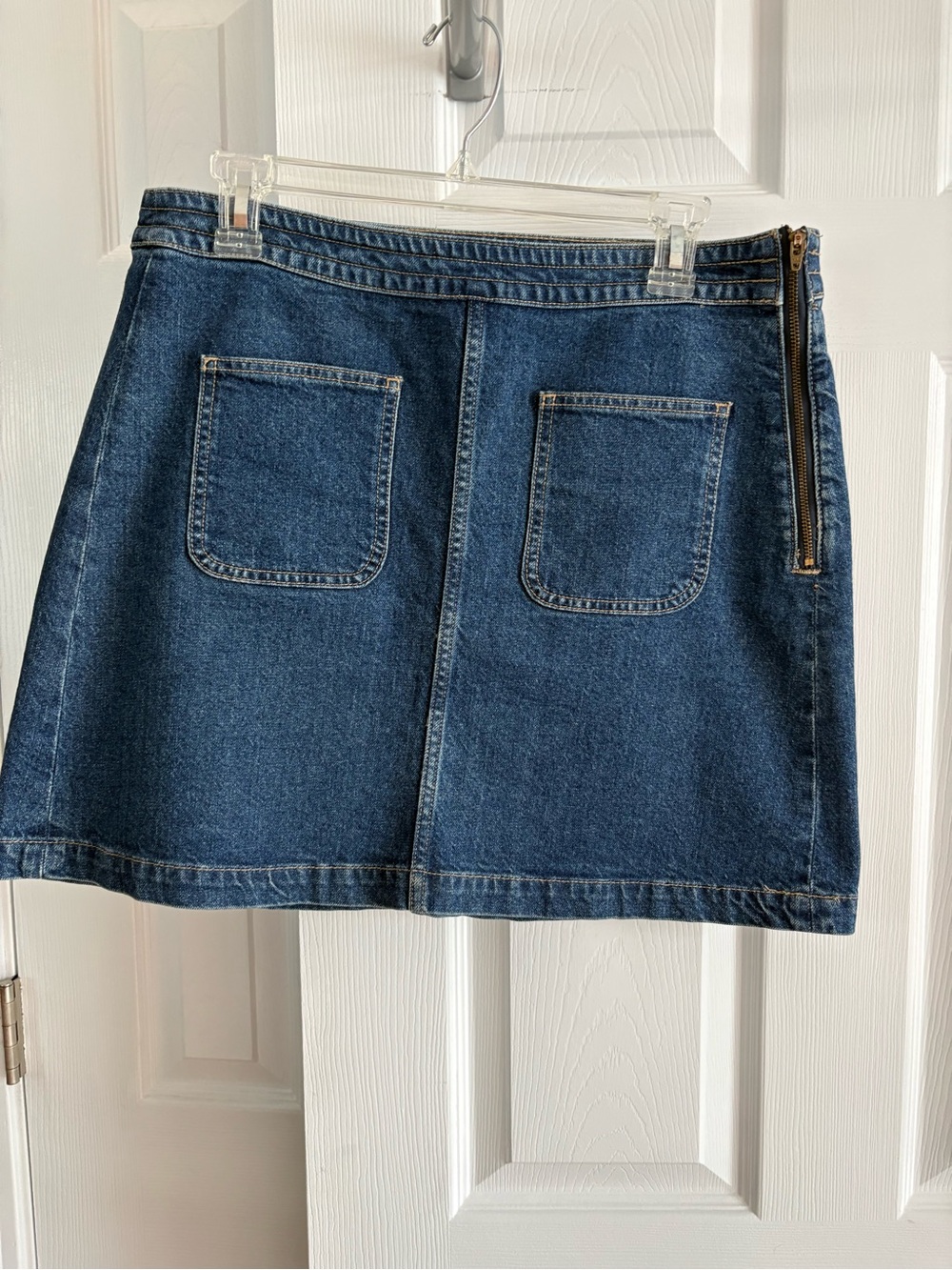 LOFT Dark Blue Denim Mini Skirt with Front Pockets